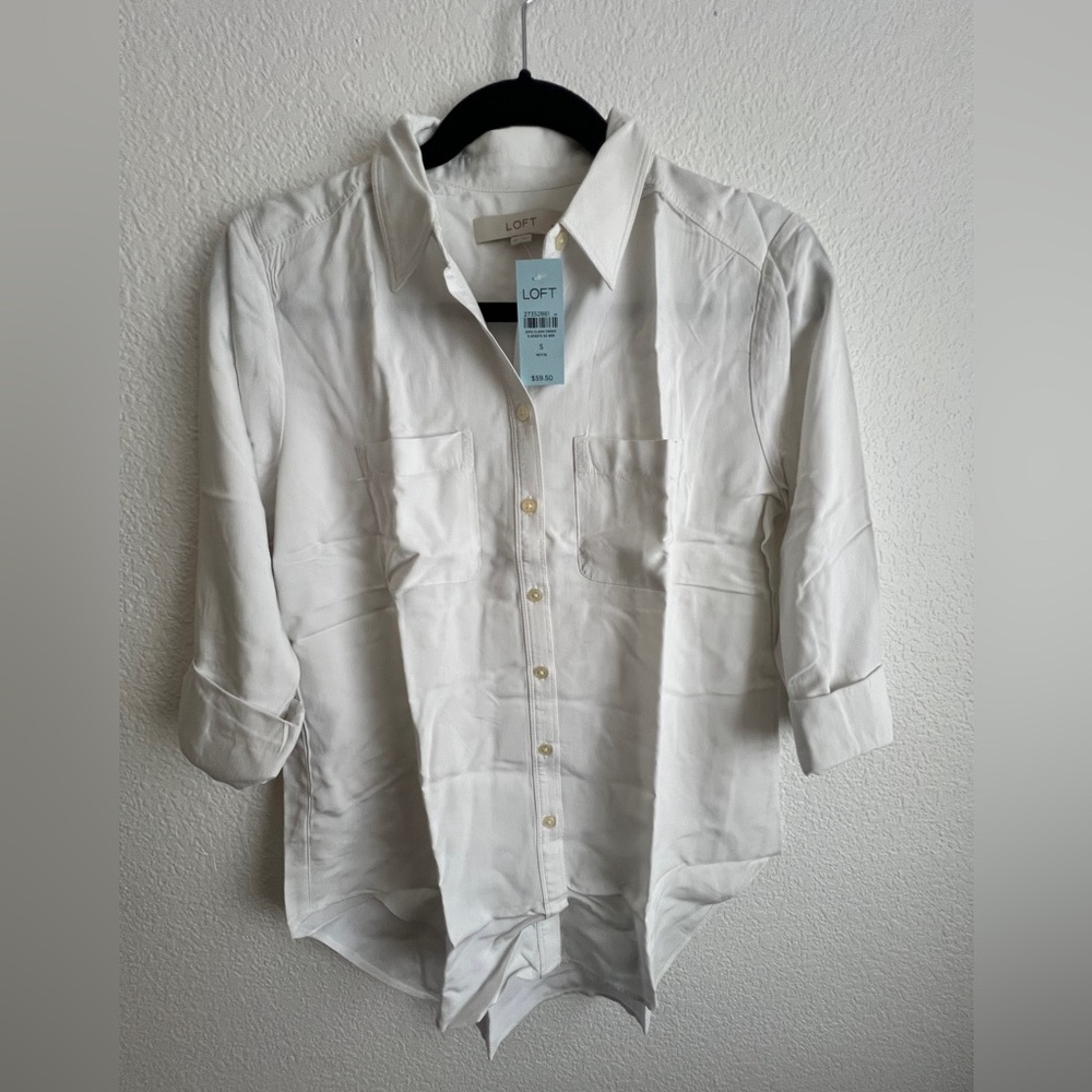 NWT LOFT White Casual Button Down Shirt